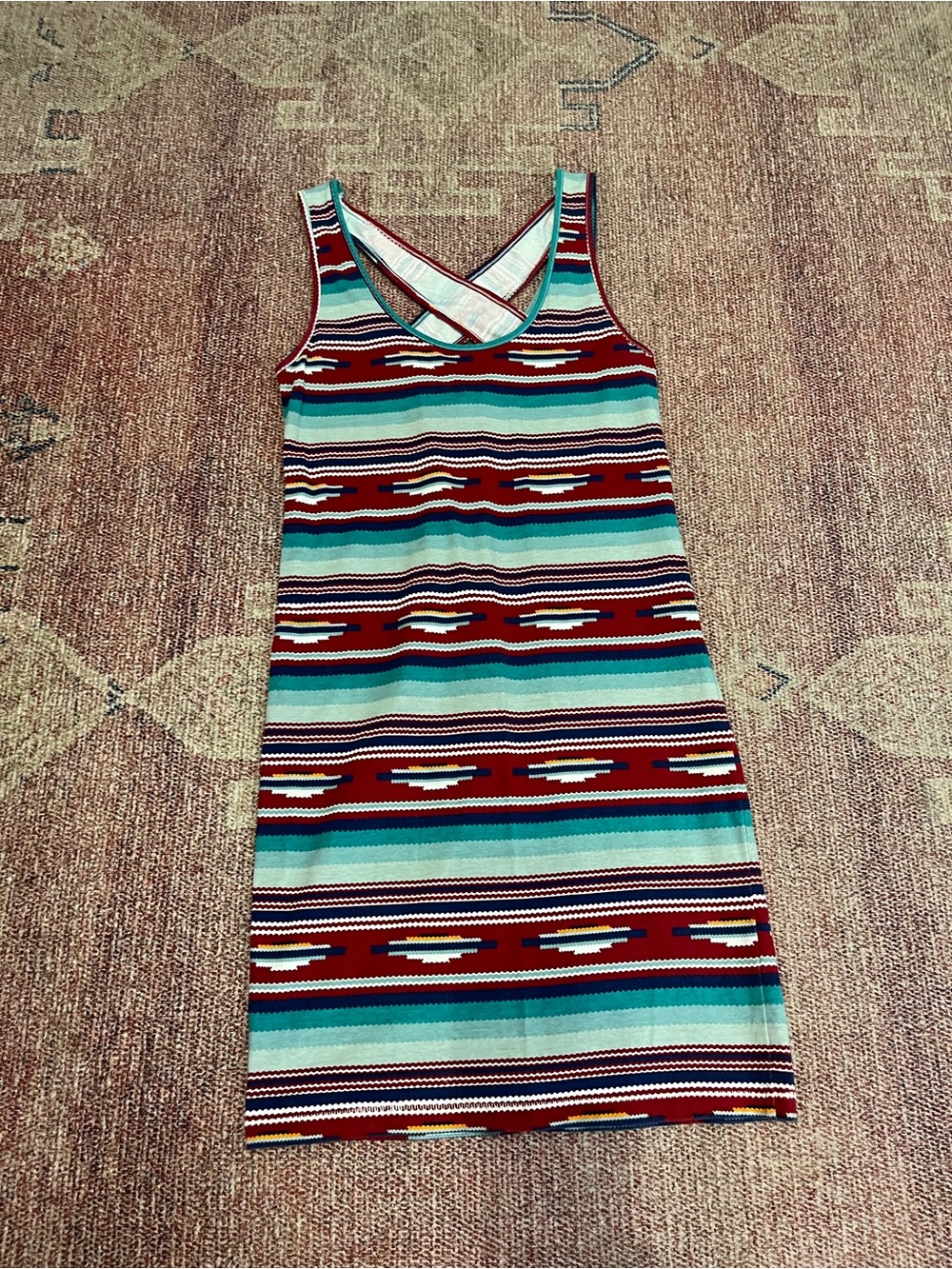 Obey propaganda Aztec striped cross back tank mini dress size medium